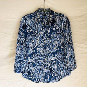 Lauren Ralph Lauren Women's Size Medium Floral Paisley Button Up Blouse Top
